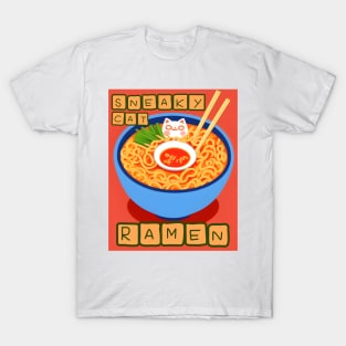 Sneaky Cat Ramen - Kawaii Noodles T-Shirt